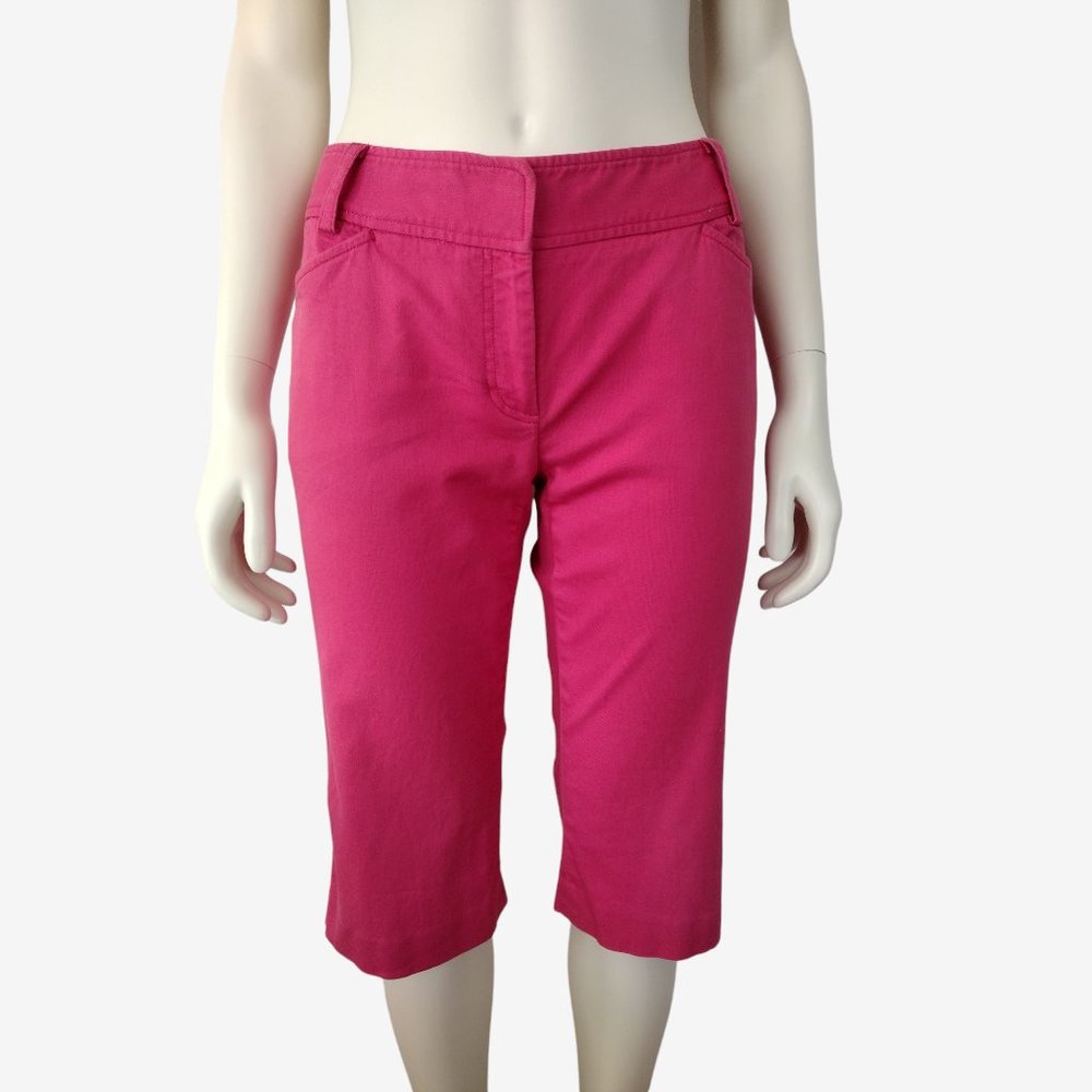 Ann Taylor Pink Mid Rise Cotton Capri Pants With Pockets Size 2